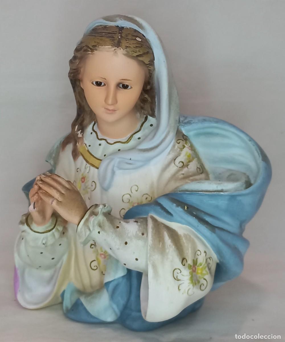 Arte: IMAGEN VIRGEN DE LA INMACULADA CONCEPCION , EN ESTUCO POLICROMADO CON OJOS DE CRISTAL DE OLOT