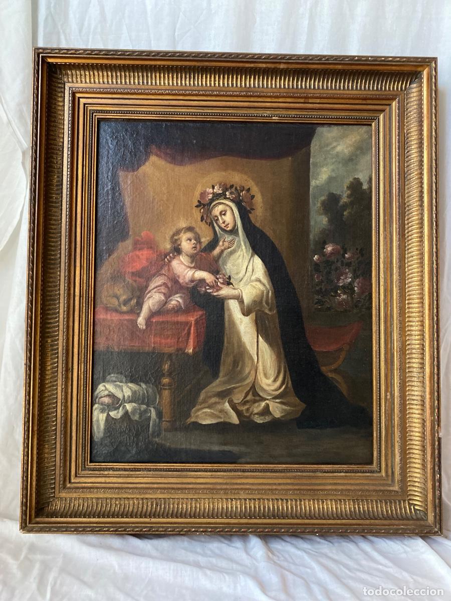 Arte: OLEO ANTIGUO DE SANTA ROSA DE LIMA. SIGLO XIX.