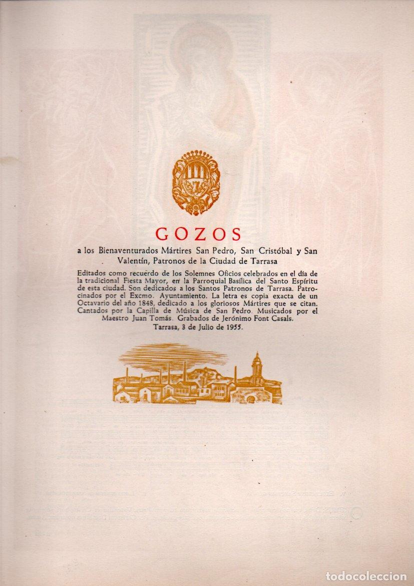 Arte: GOIGS - GOZOS A LOS M&Aacute;RTIRES S. PEDRO, S. CRIST&Oacute;BAL Y S. VALENT&Iacute;N PATRONOS DE TARRASA (1955) D&Iacute;PTICO