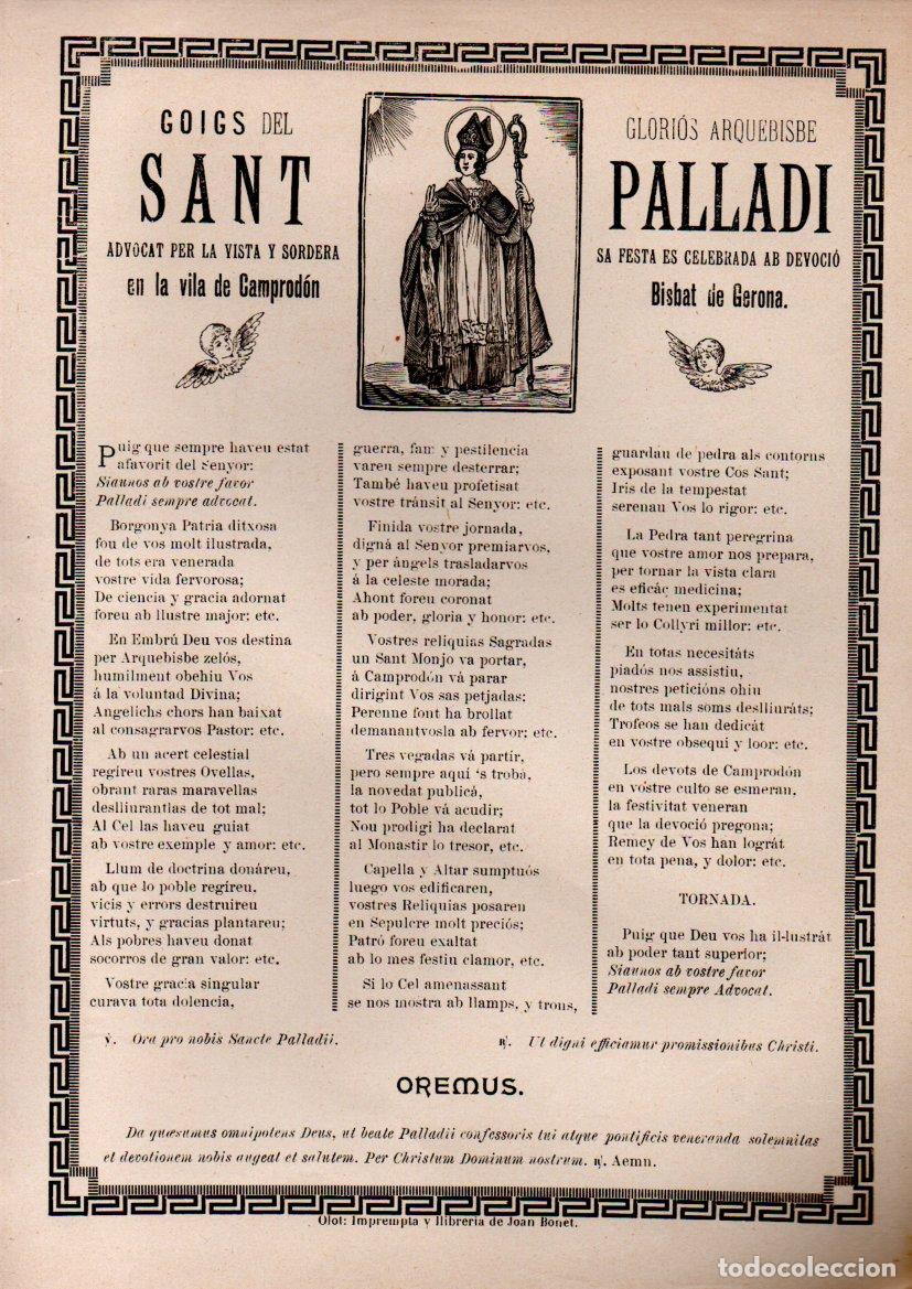Arte: GOIGS DEL GLORI&Oacute;S ARQEUBISBE SANT PALLADI - CAMPROD&Oacute;N (S.D.) IMP. BONET, OLOT
