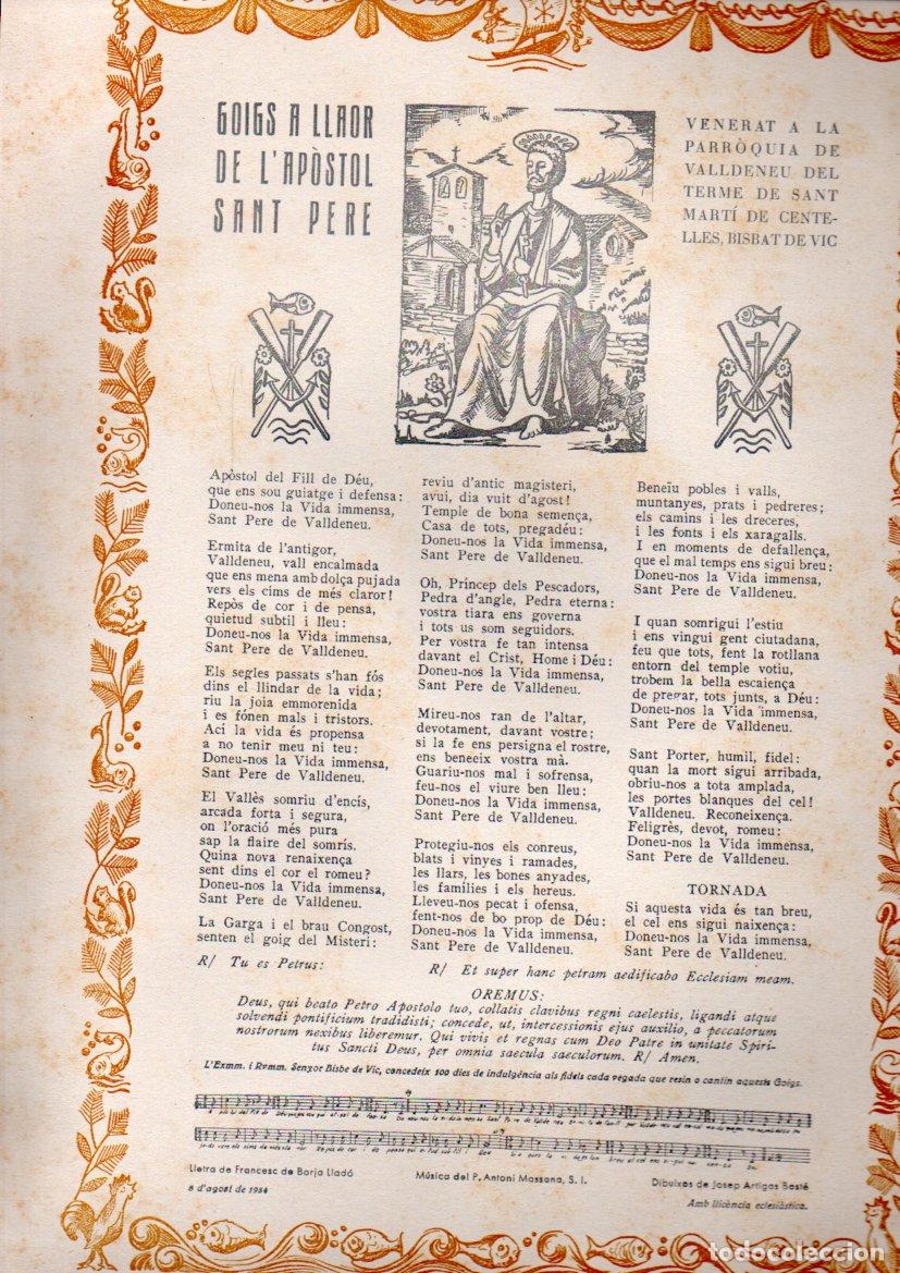 Arte: GOIGS A LLAOR DE SANT PERE VALLDENEU SANT MART&Iacute; DE CENTELLES (1954) AMICS DELS GOIGS