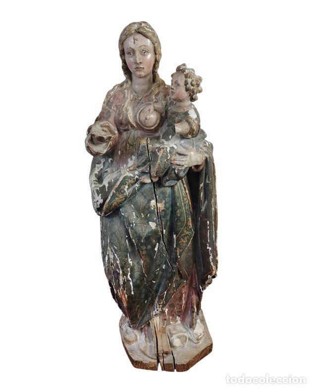 Arte: VIRGEN DE LA LECHE O VIRGEN LACTANTE. TALLA EN MADERA POLICROMADA. ESC. FLAMENCA. SIGLO XVI-XVII