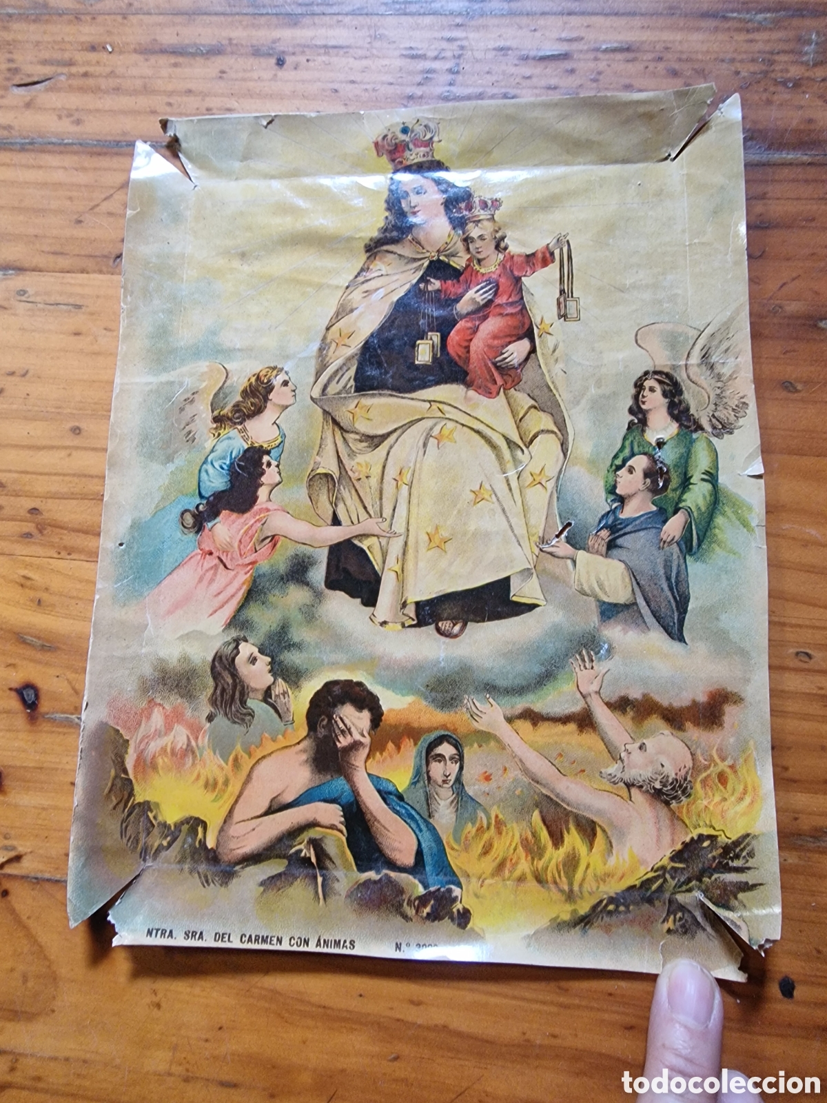 Arte: Antigua l&aacute;mina n,3000 ntra.sra.del carmen con animas