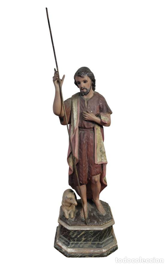 Arte: SAN JUAN BAUTISTA CON EL CORDERO. YESO POLICROMADO. ESPA&Ntilde;A. SIGLOS XIX-XX.