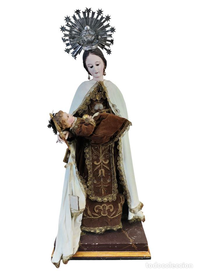 Arte: VIRGEN CON EL NI&Ntilde;O JES&Uacute;S. TALLA CAP I POTA EN MADERA POLICROMADA. ESPA&Ntilde;A. SIGLOS XIX-XX.