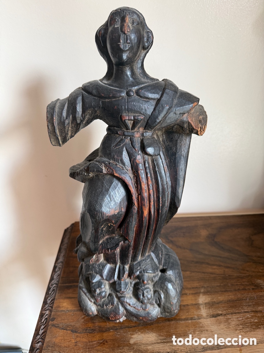 Arte: SAN MIGUEL ARC&Aacute;NGEL &ndash; ANTIGUA TALLA EN MADERA &ndash; SIGLO XVIII &ndash; POSIBLE ARTE VIRREINAL