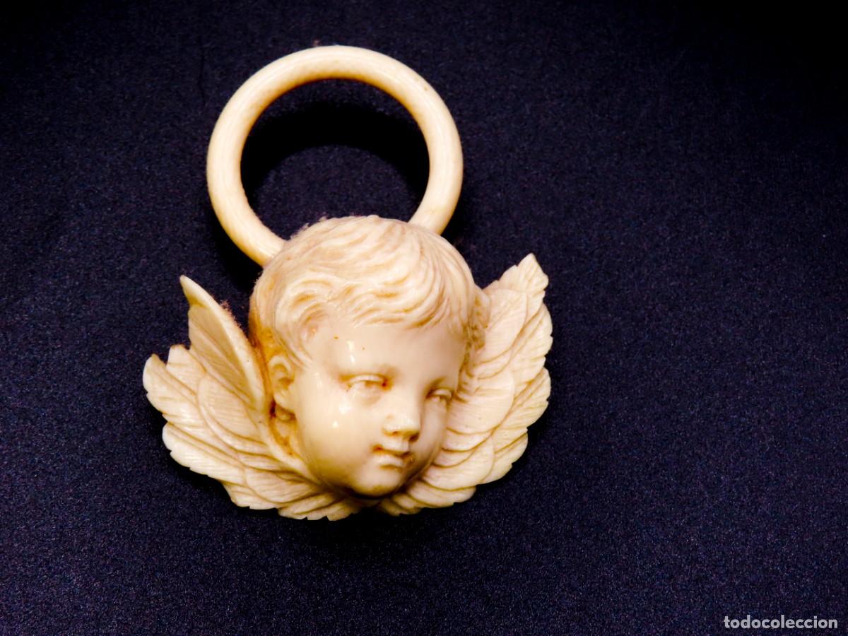 Arte: Querub&iacute;n &Aacute;ngel Cabeza con Alas en Marfil tallado