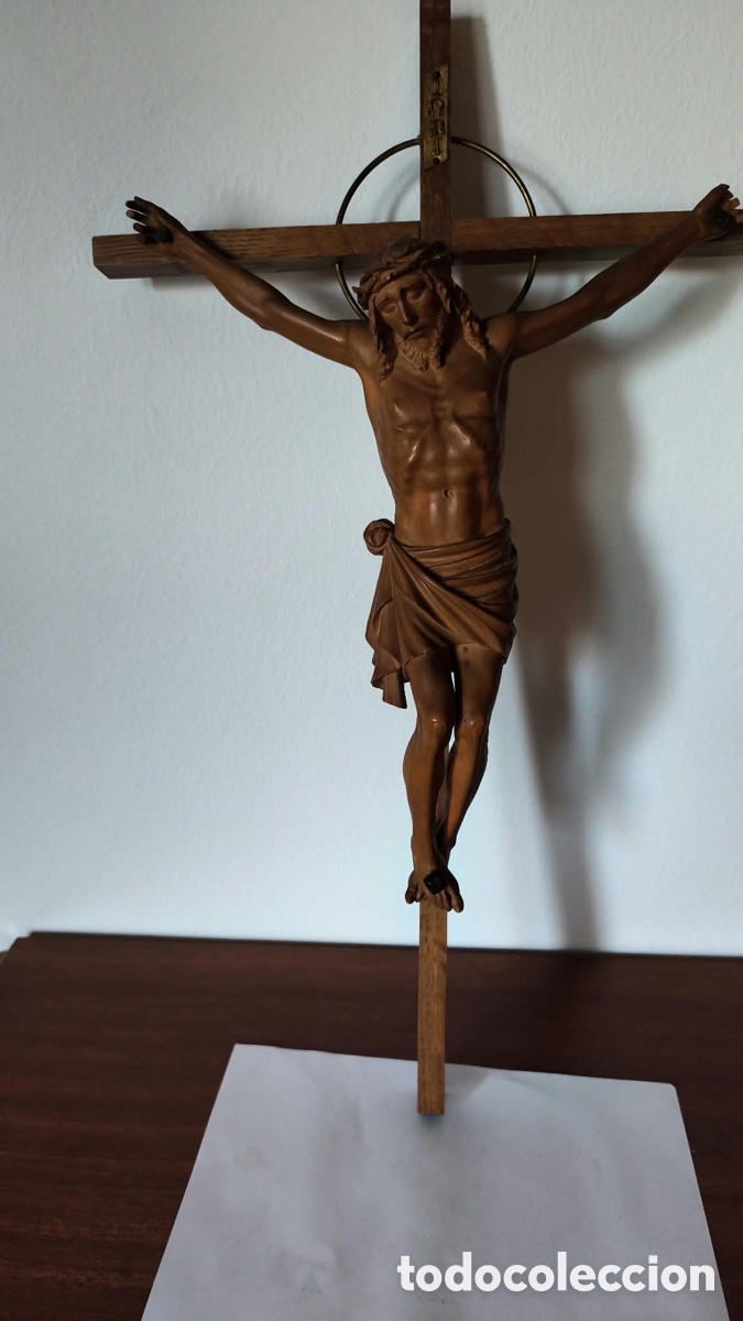 Arte: Antigua talla de madera Cristo en la Cruz,siglo XX