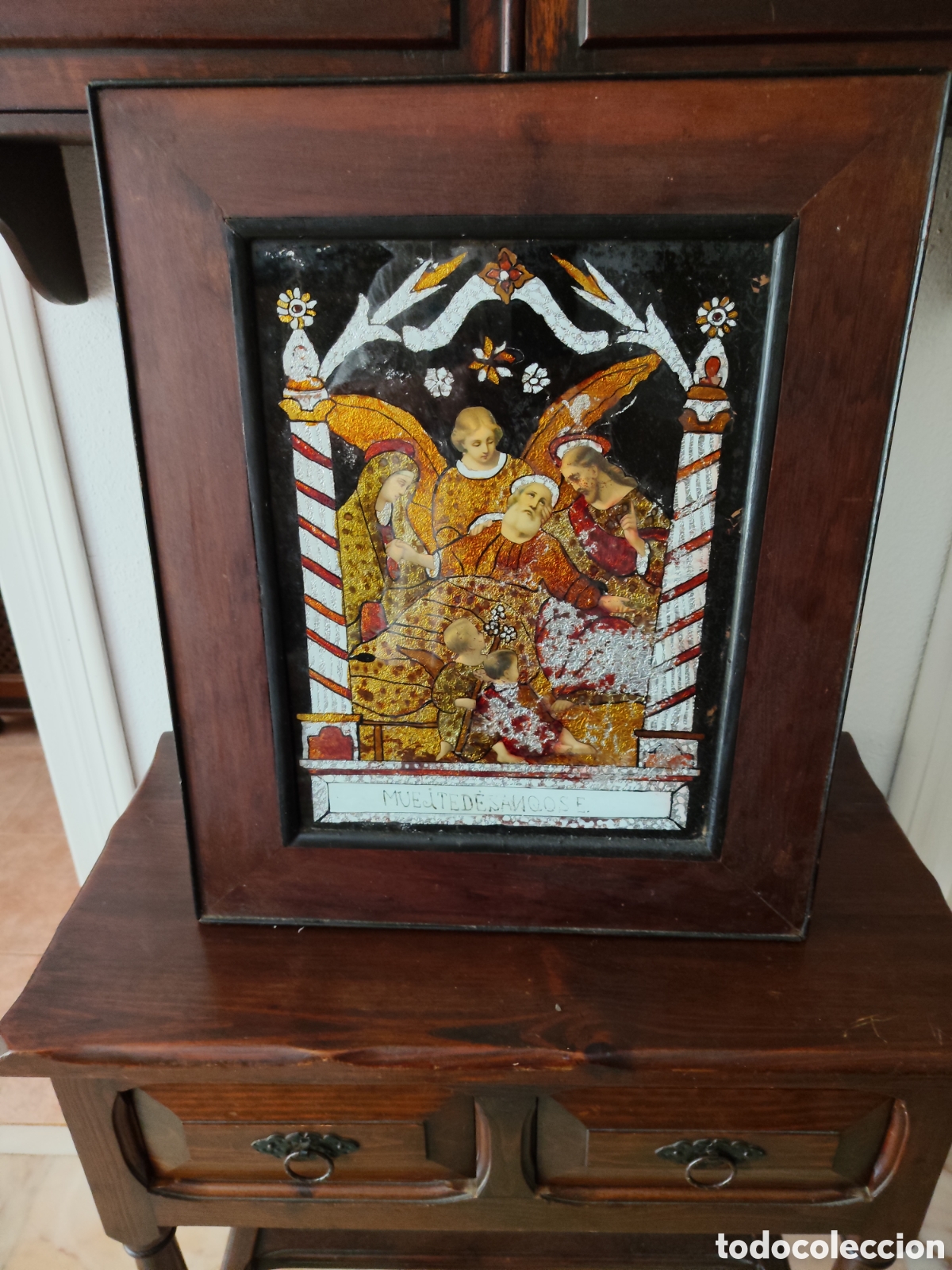 Arte: RELICARIO ANTIGUO MUERTE DE SAN JOSE