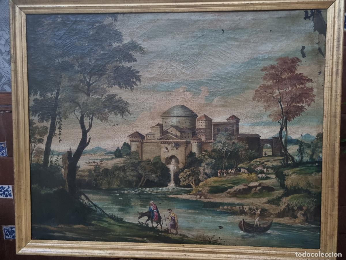 Arte: PAISAJE CON HUIDA A EGIPTO, seguidor de Anibal Carracci