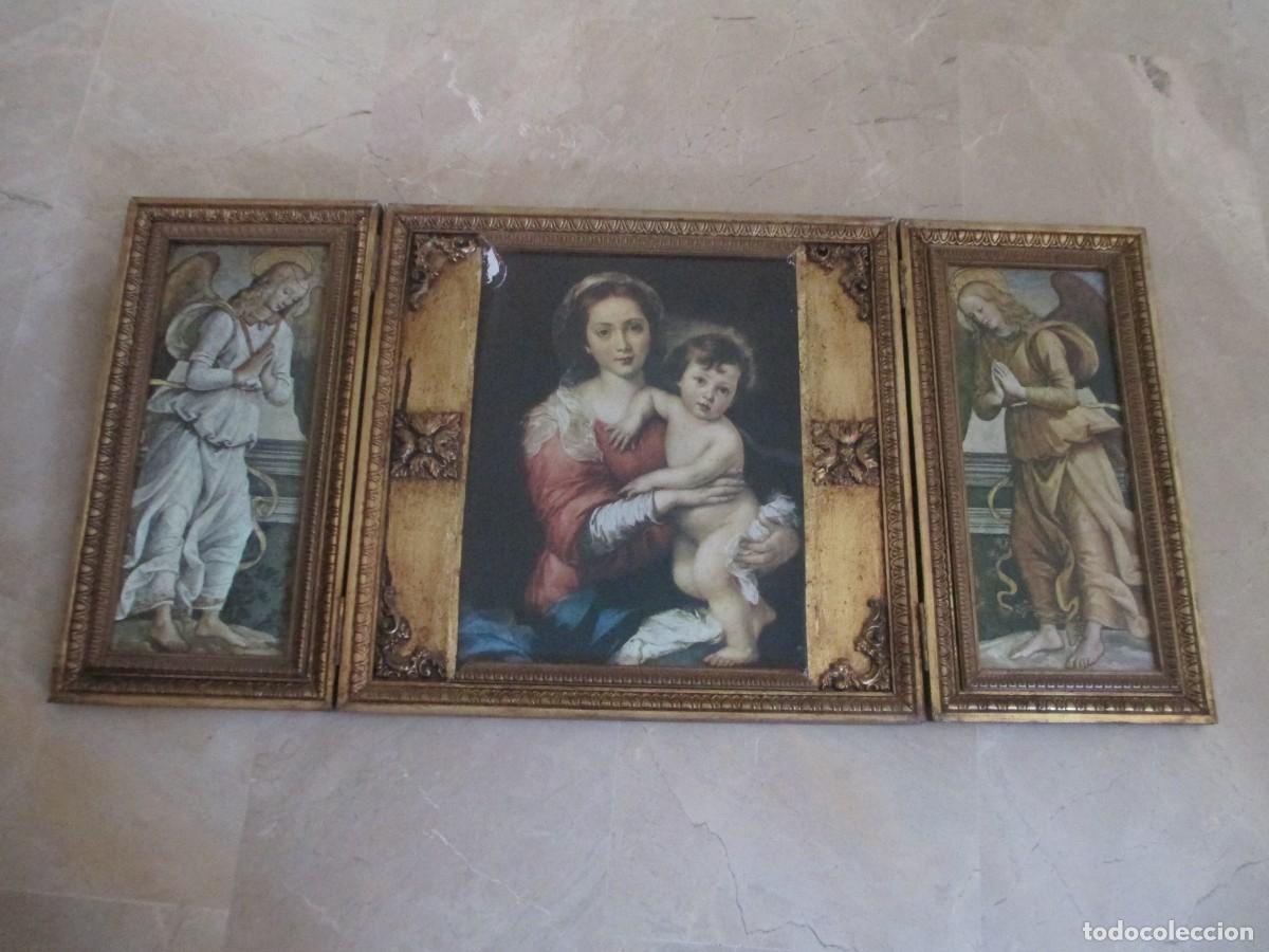 Arte: Triptico religioso de la Virgen y el Ni&ntilde;o