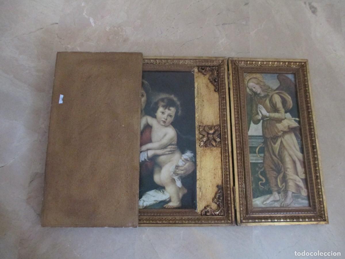 Arte: Triptico religioso de la Virgen y el Ni&ntilde;o - Foto 3