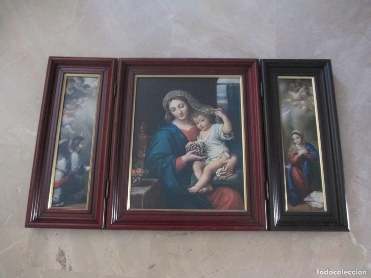 Arte: Triptico religioso de la Virgen y el Ni&ntilde;o