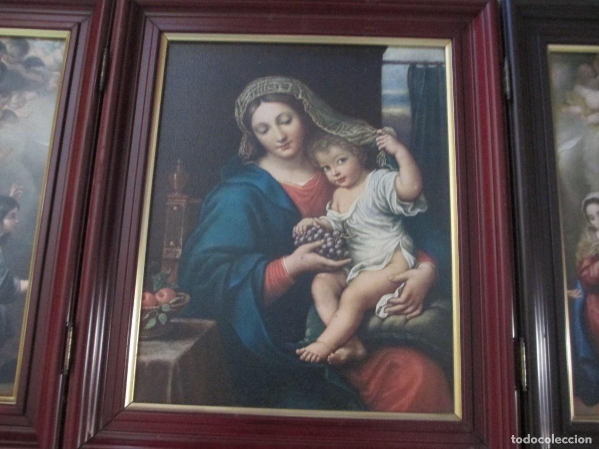 Arte: Triptico religioso de la Virgen y el Ni&ntilde;o - Foto 2