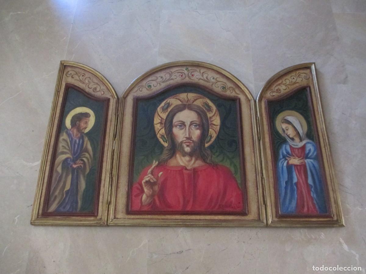 Arte: Triptico religioso de Jesus Jose y Maria