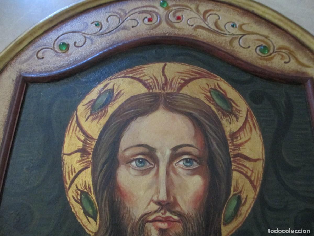 Arte: Triptico religioso de Jesus Jose y Maria - Foto 2