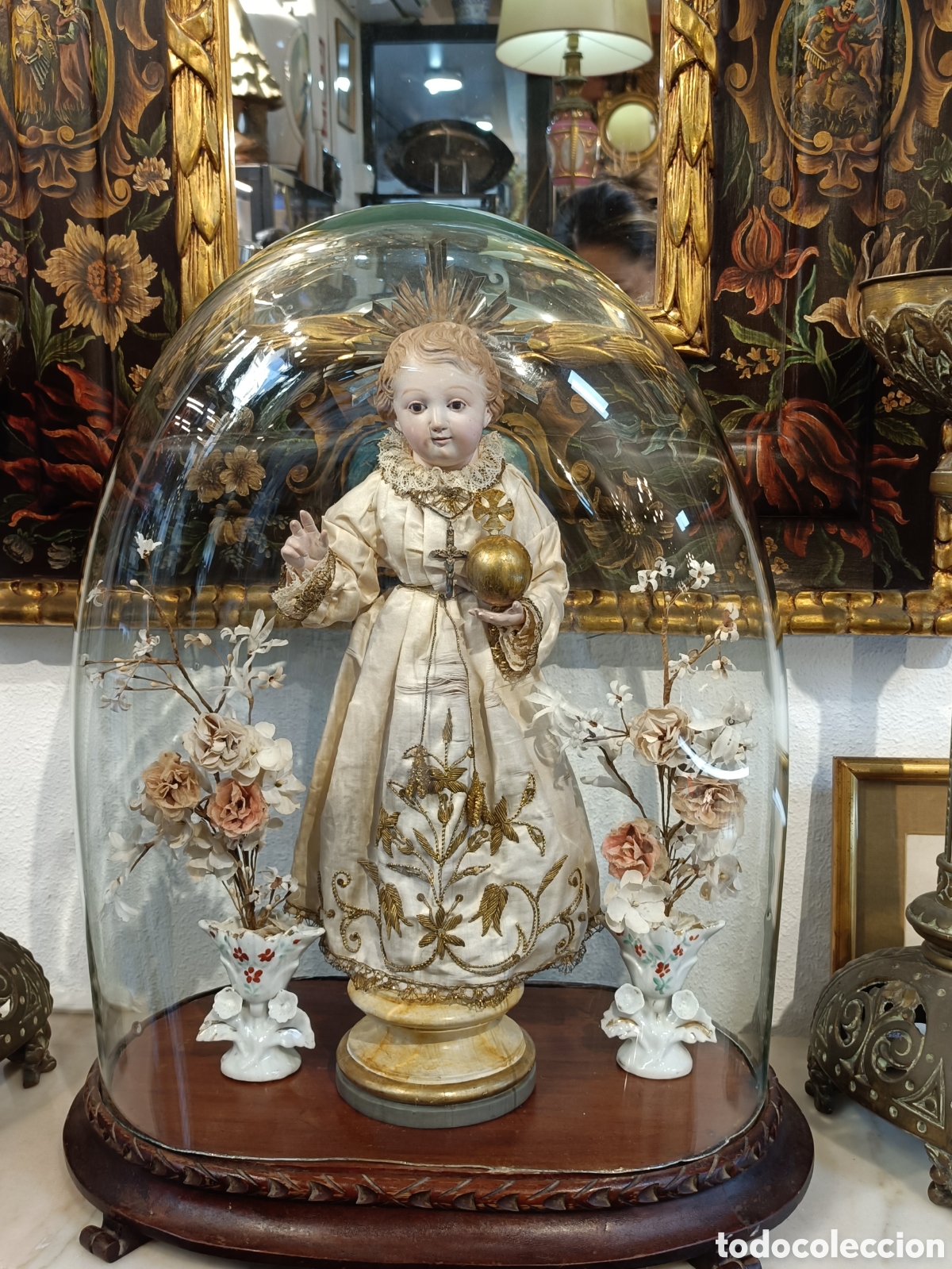 Arte: ANTIGUA IMAGEN RELIGIOSA NI&Ntilde;O JES&Uacute;S CAP I POTA MADERA POLICROMADA FINALES DEL SIGLO XIX, VESTIDO CON