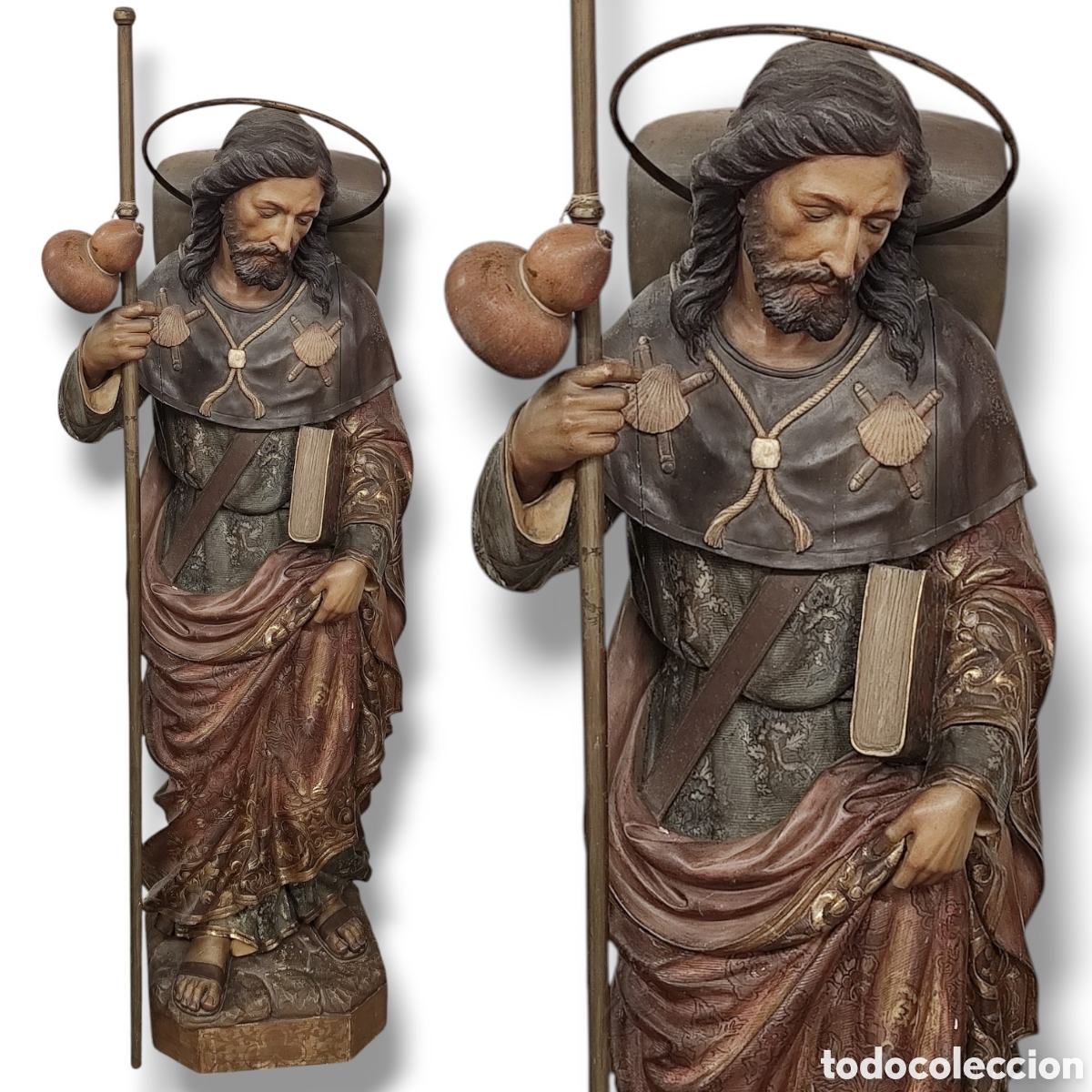 Arte: SANTIAGO AP&Oacute;STOL - 130 CM - SANTO - SANT JAUME - TALLA DE MADERA ARTISTA I. JUANICO - ESCULTURA