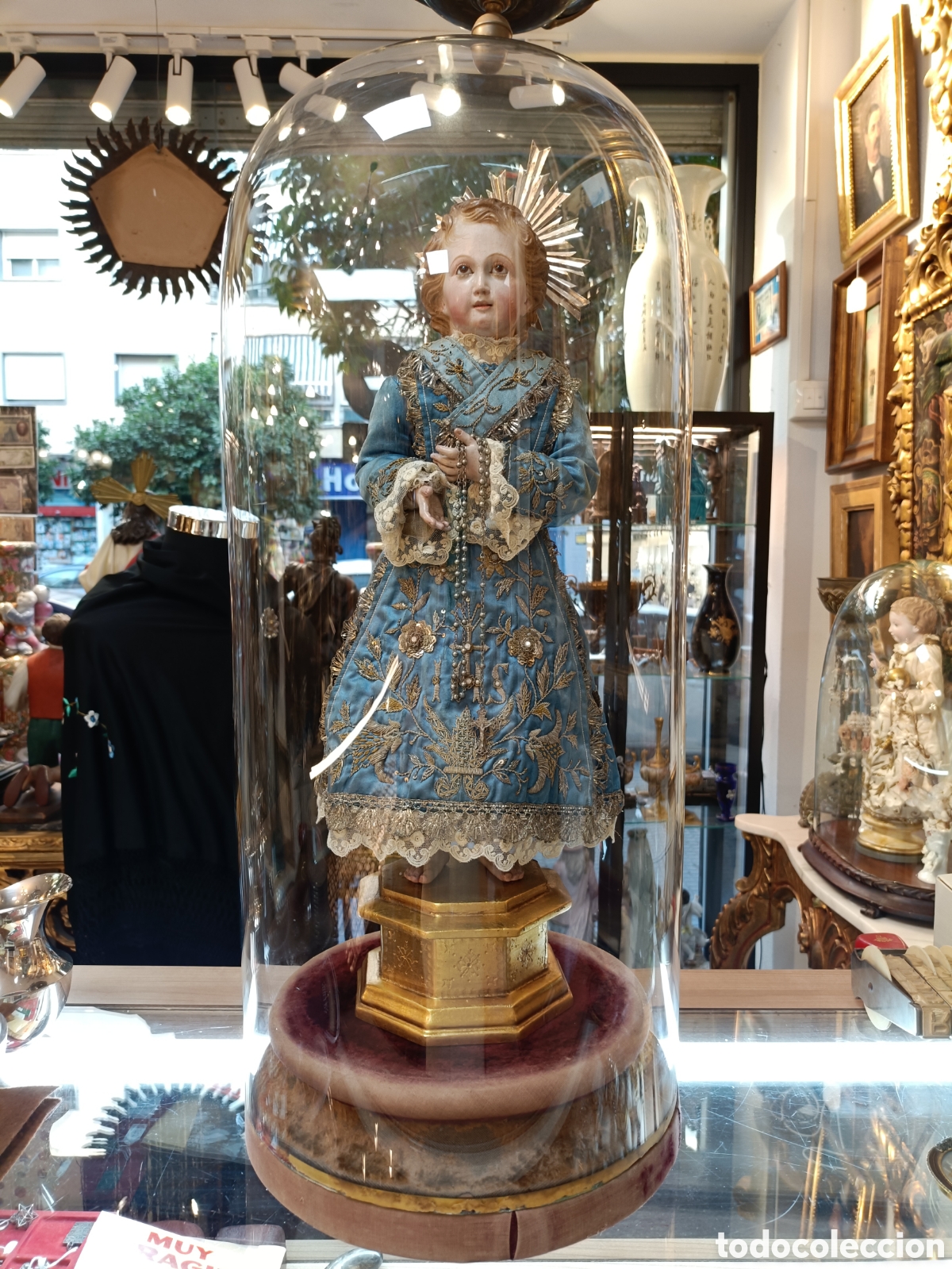 Arte: ANTIGUA IMAGEN RELIGIOSA NI&Ntilde;O JES&Uacute;S CAP I POTA MADERA POLICROMADA FINALES DEL SIGLO XIX, VESTIDO CON