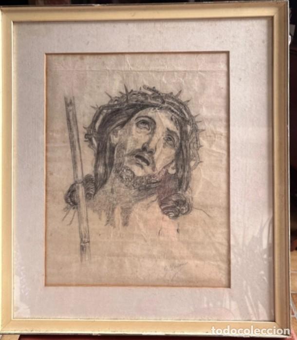 Arte: Antiguo dibujo ecce homo siglo XIX franc&eacute;s altar corpus semana santa bel&eacute;n napolitano