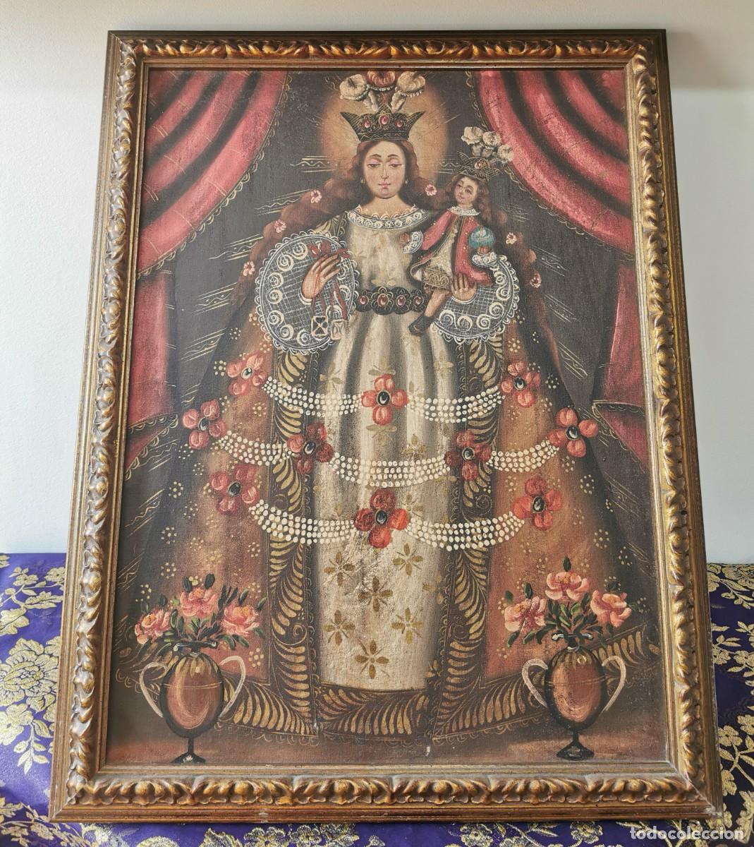 Arte: &Oacute;leo - Pintura Virgen Cuzque&ntilde;a 66,5x51,5