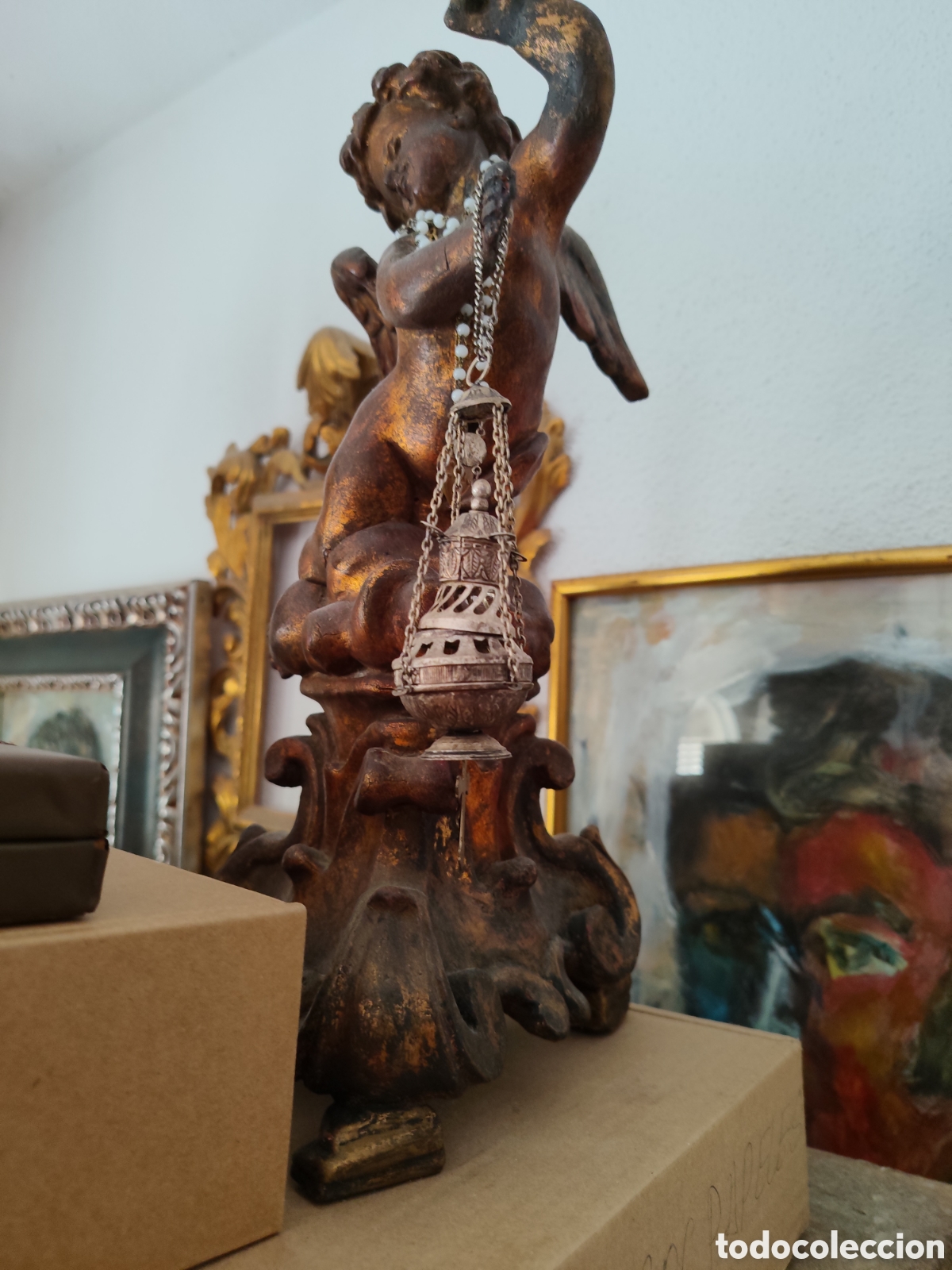 Arte: ANGEL ALADO TALLA DE MADERA