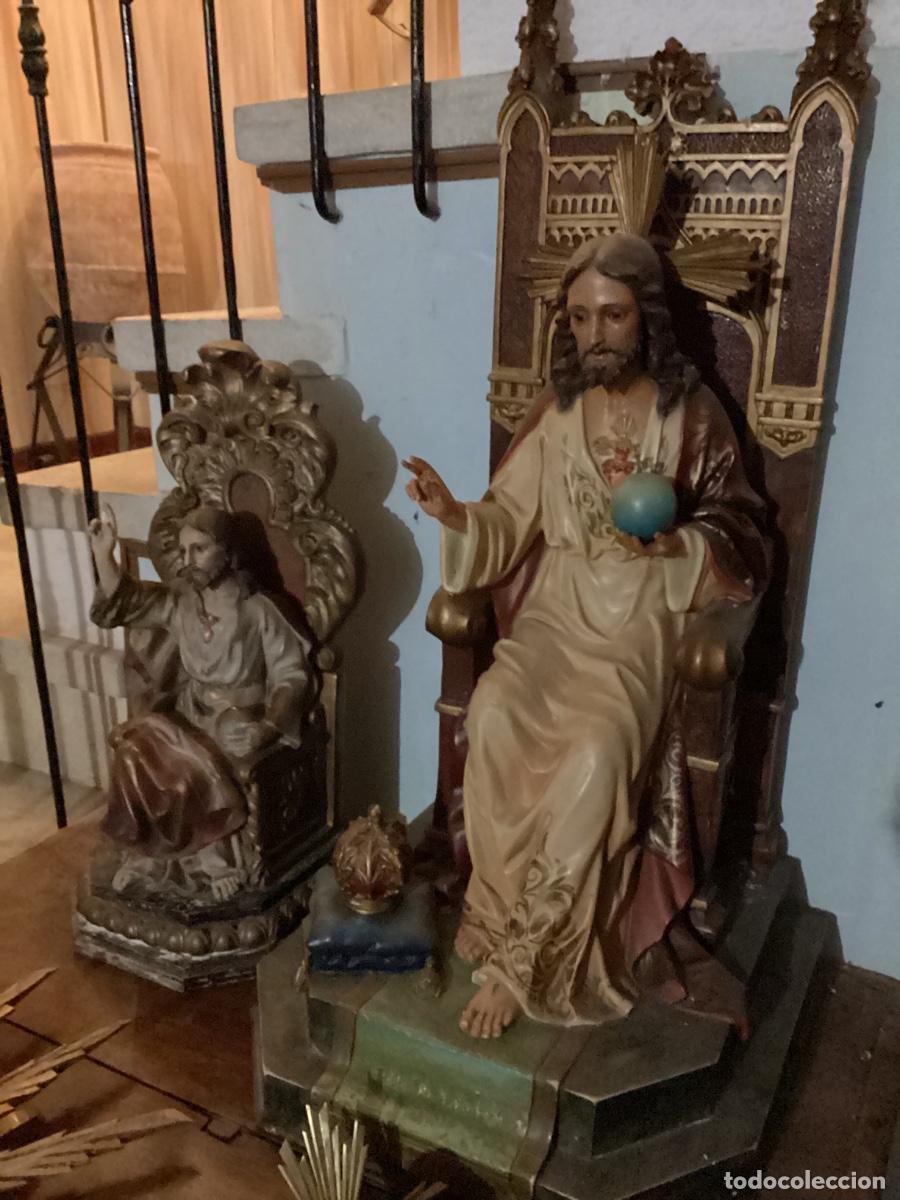 Arte: LOTE 2 SAGRADO CORAZ&Oacute;N JES&Uacute;S ENTRONIZADO. ANTIGUOS. ARTE CRISTIANO OLOT.