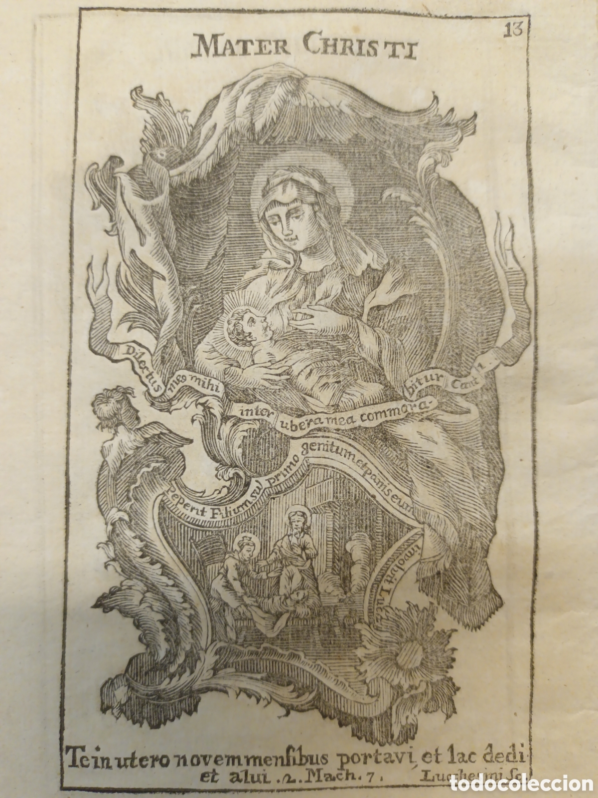 Arte: GRABADO - LETAN&Iacute;A LAURETANA DE LA VIRGEN - MATER CHRISTI - A&Ntilde;O 1768 - F.X. DORNN - 12 X 22 CM