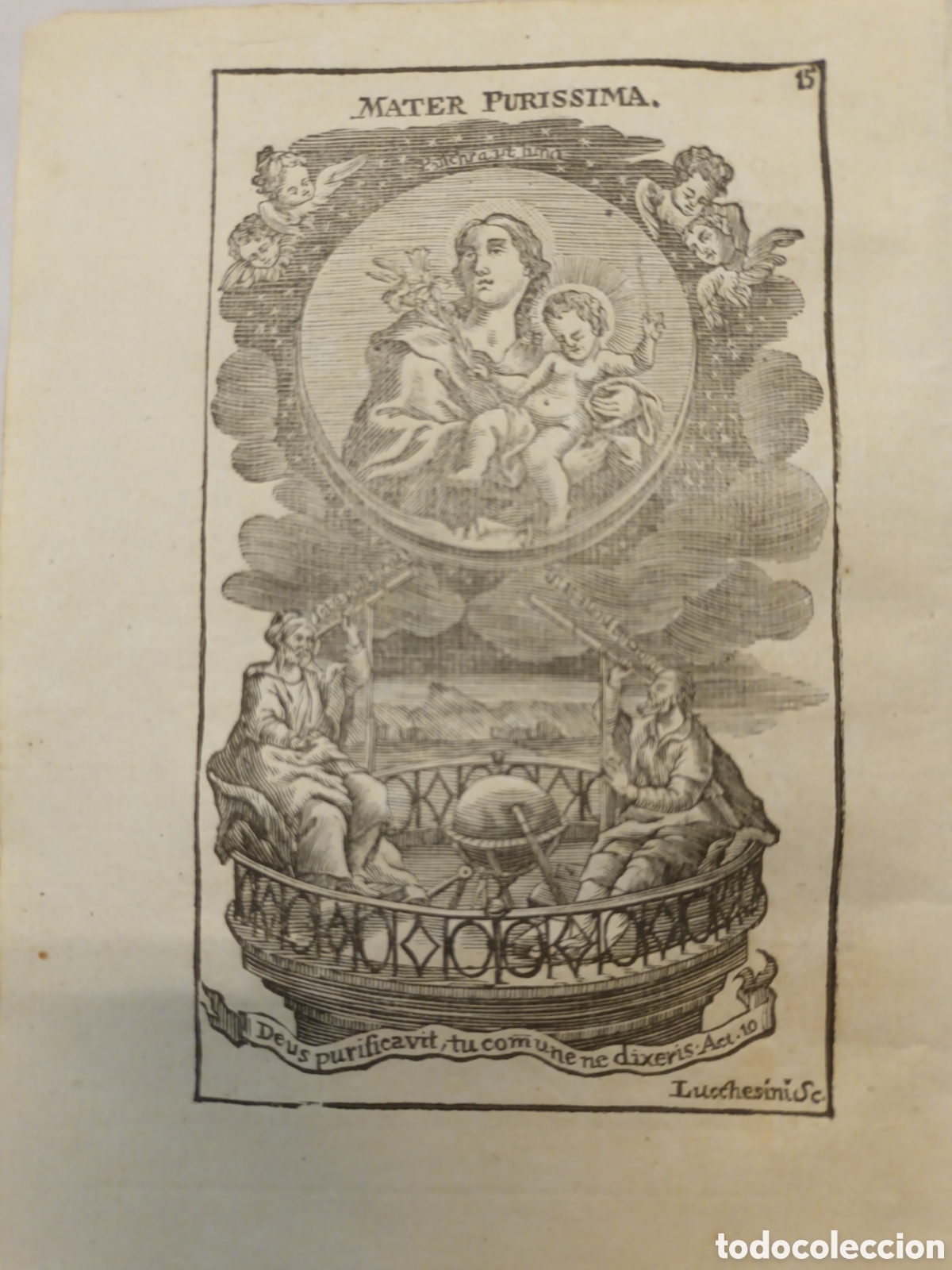 Arte: GRABADO - LETAN&Iacute;A LAURETANA DE LA VIRGEN - MATER PUR&Iacute;SSIMA - A&Ntilde;O 1768 - F.X. DORNN - 13 X 22 CM