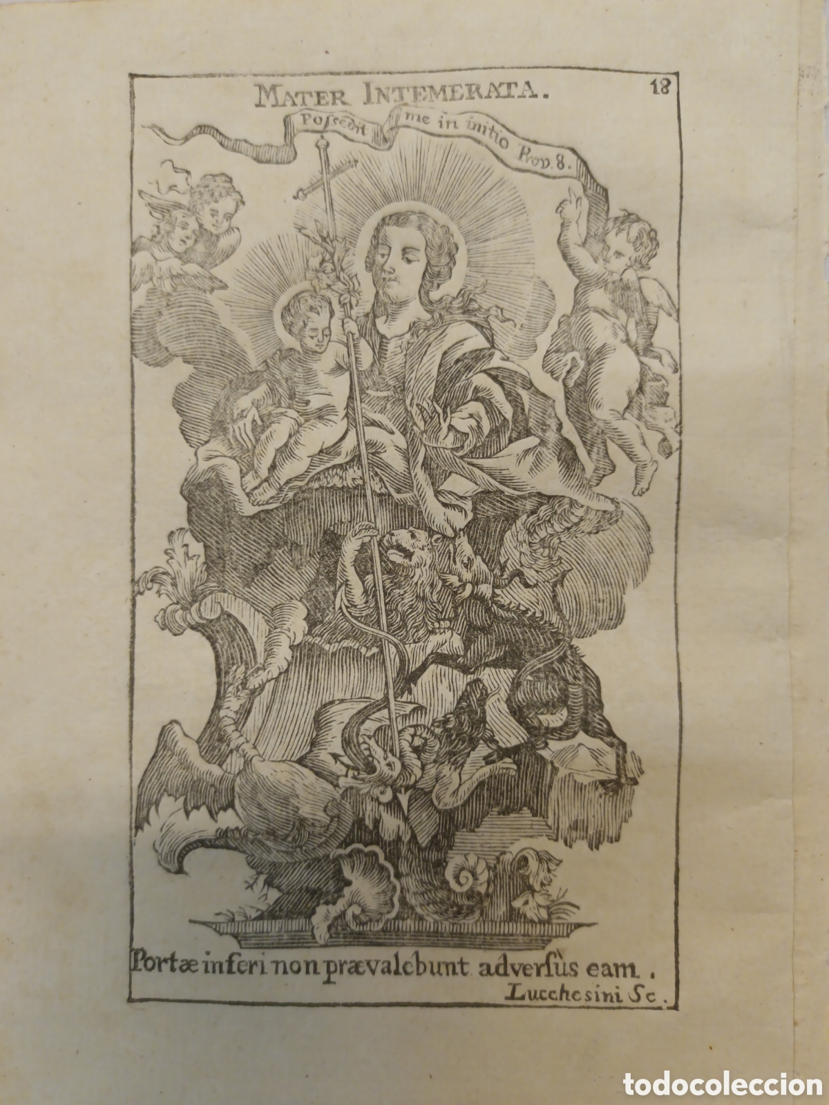Arte: GRABADO - LETAN&Iacute;A LAURETANA DE LA VIRGEN - MATER INTEMERATA - A&Ntilde;O 1768 - F.X. DORNN - 13 X 22 CM