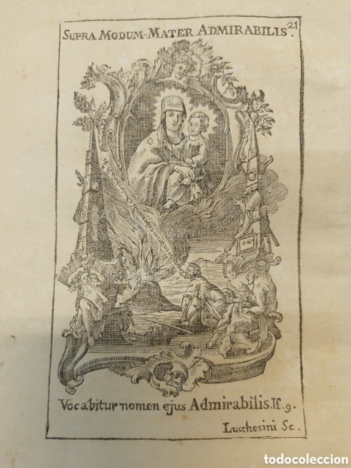 Arte: GRABADO - LETAN&Iacute;A LAURETANA DE LA VIRGEN - MATER ADMIRABILIS - A&Ntilde;O 1768 - F.X. DORNN - 13 X 22 CM