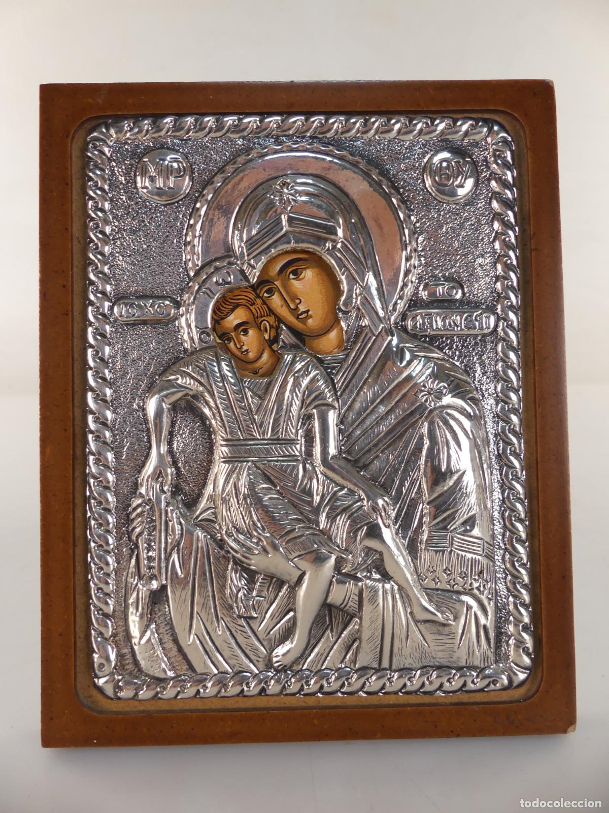 Arte: IMAGEN RELIGIOSA ICONO DE PLATA REPUJADA