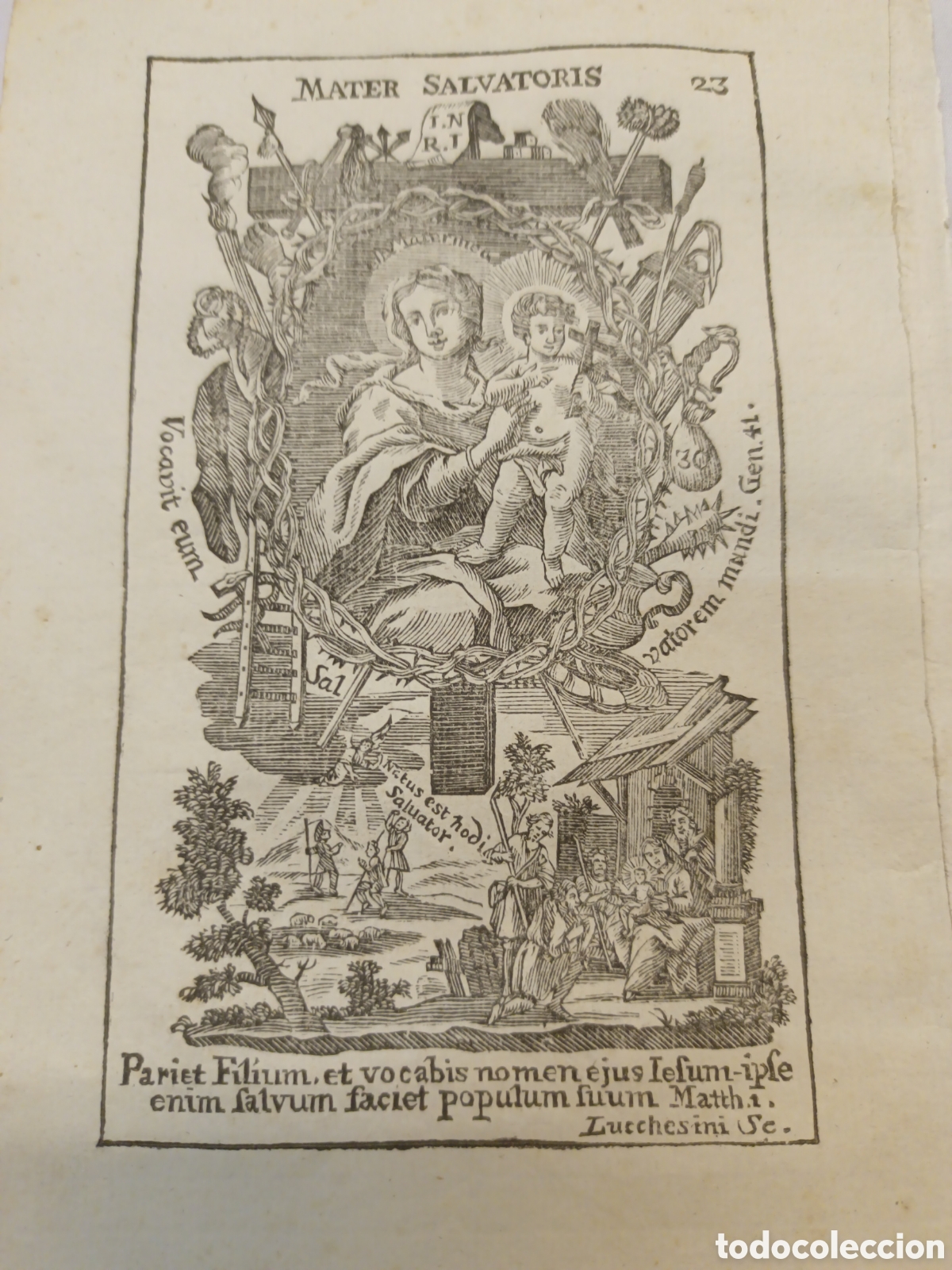 Arte: GRABADO - LETAN&Iacute;A LAURETANA DE LA VIRGEN - MATER SALVATORIS - A&Ntilde;O 1768 - F.X. DORNN - 13 X 22 CM