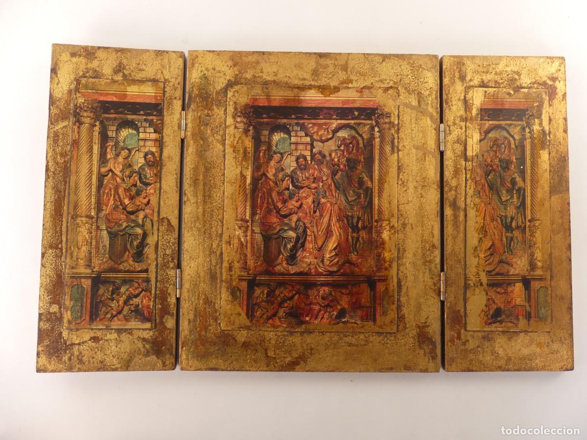 Arte: BONITA DECORACI&Oacute;N RELIGIOSA TRIPTICO EXCELENTE OBJETO PRECIOSOS DETALLES Y COLORES