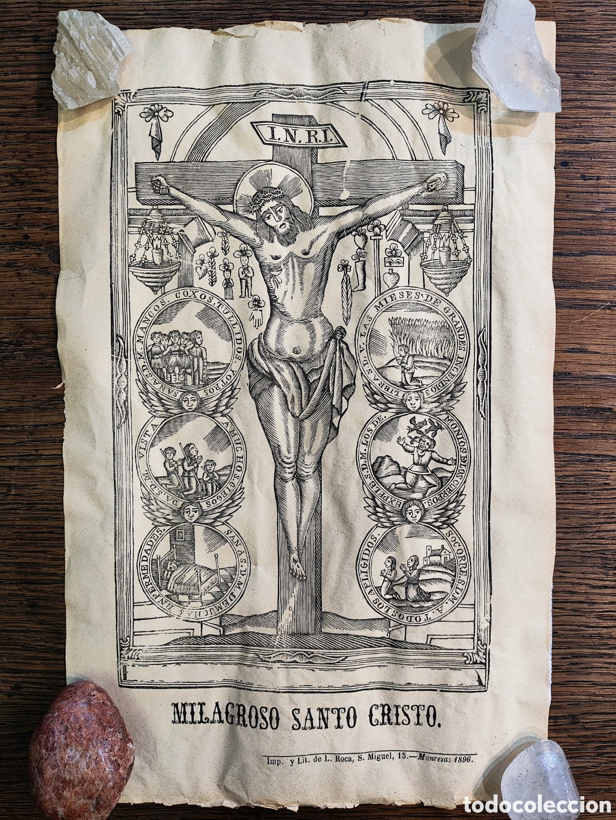 Art: ANTIGUO GRABADO MILAGROSO SANTO CRISTO - L. ROCA MANRESA 1896