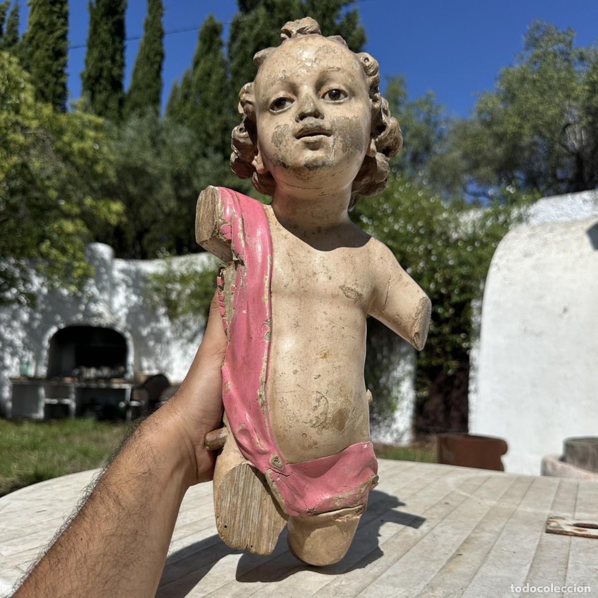 Arte: ANTIGUA TALLA DE UN &Aacute;NGEL - MADERA POLICROMADA - QUERUBIN