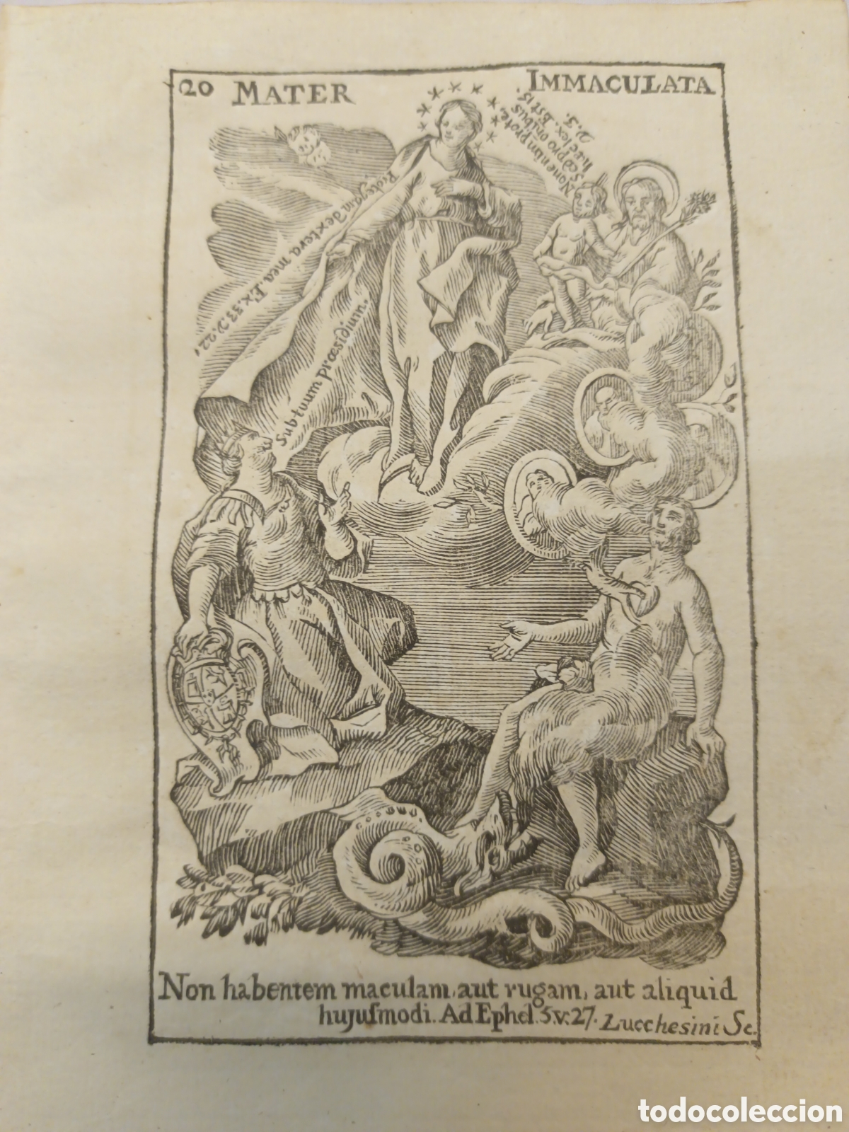 Arte: GRABADO - LETAN&Iacute;A LAURETANA DE LA VIRGEN - MATER INMACULATA - A&Ntilde;O 1768 - F.X. DORNN - 13 X 22 CM