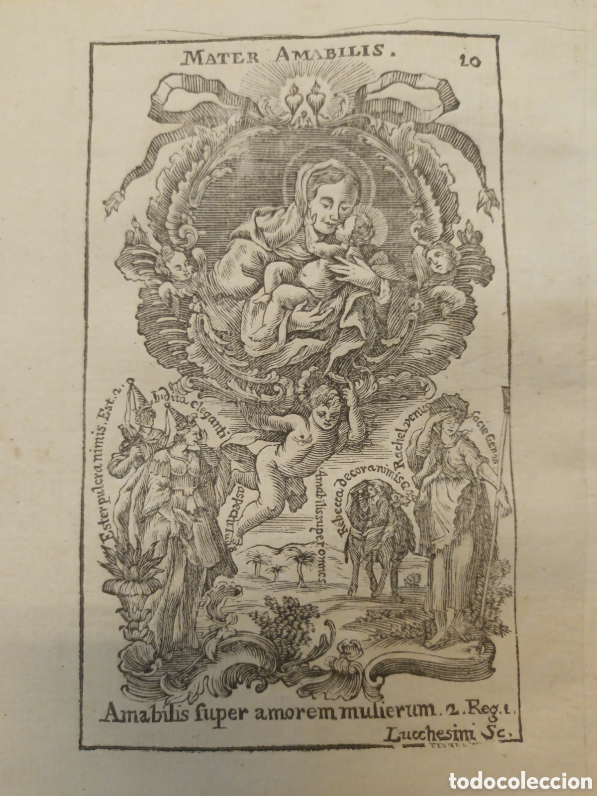 Arte: GRABADO - LETAN&Iacute;A LAURETANA DE LA VIRGEN - MATER AMABILIS - A&Ntilde;O 1768 - F.X. DORNN - 13 X 22 CM
