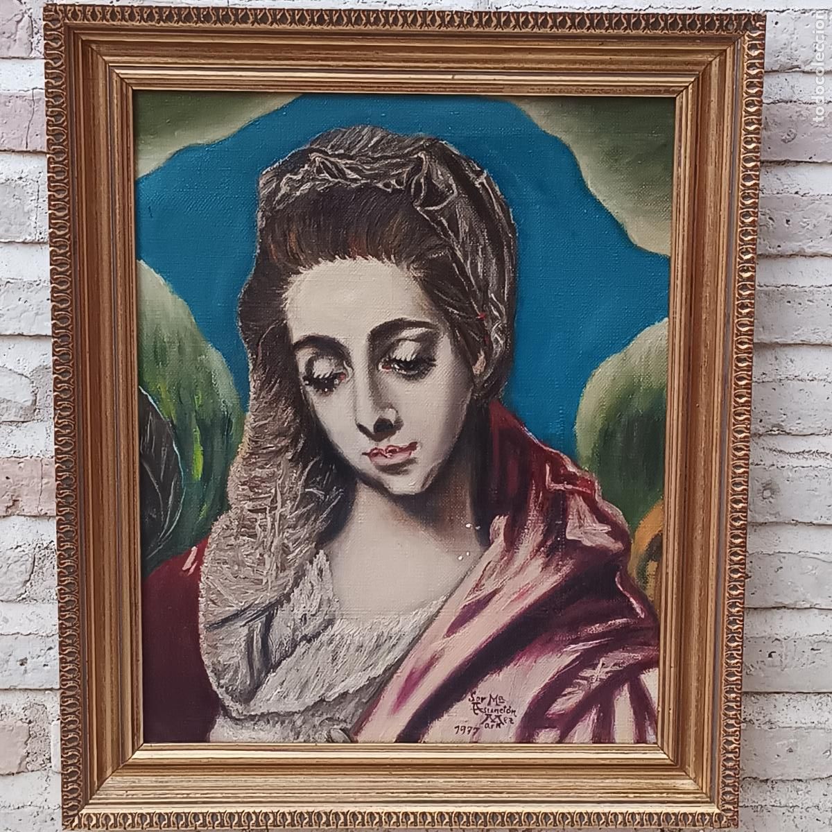 Arte: PINTURA AL OLEO - VIRGEN DE LA BUENA LECHE - FIRMADA: SOR MARIA ASUNCION - 1977