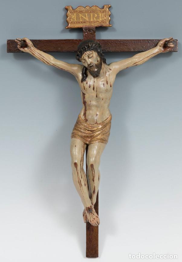 Arte: TALLA MADERA DE CRUCIFICADO, ESCUELA ESPA&Ntilde;OLA PRIMERA MITAD S. XVI. 40.5X28 CMS LA CRUZ