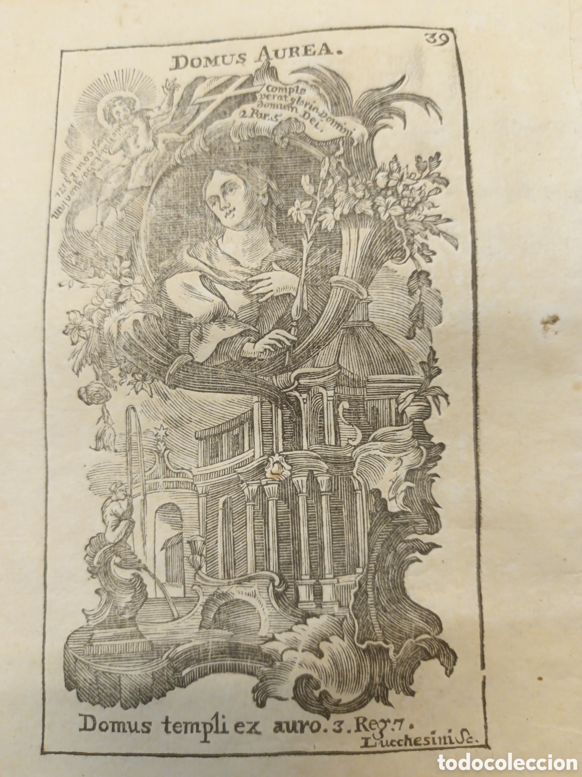 Arte: GRABADO - LETAN&Iacute;A LAURETANA DE LA VIRGEN - DOMUS AUREA - A&Ntilde;O 1768 - GR. LUCCHESINI - 13 X 22 CM