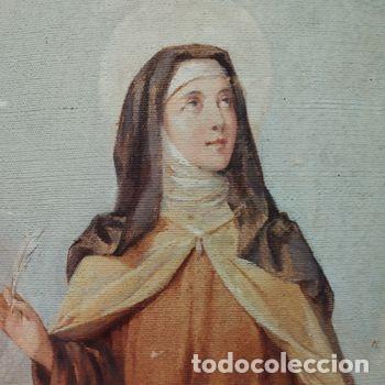 Arte: TAPIZ MUY ANTIGUO PINTADO A MANO - SANTA ROSA DE LIMA