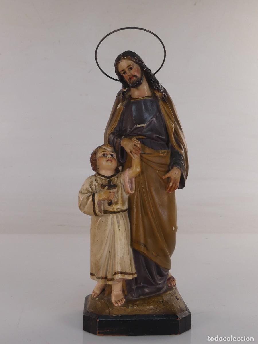 Arte: FIGURA RELIGIOSA SANTO CON NI&Ntilde;O
