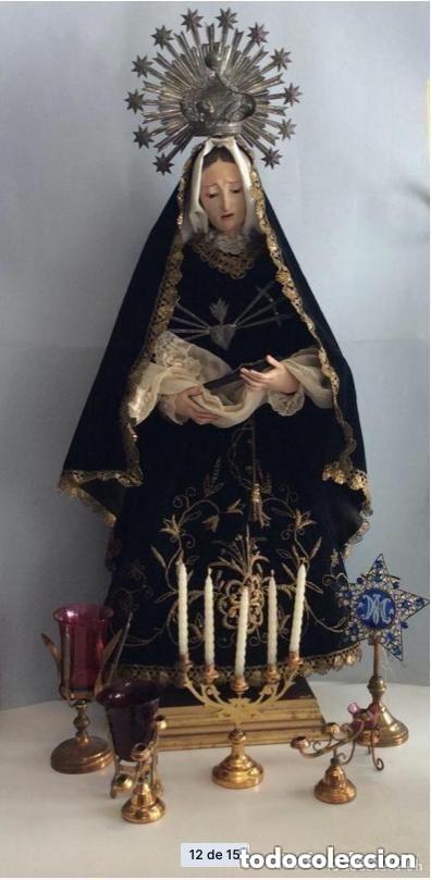 Art: Virgen Dolorosa con Urna ,Cap i Pota, talla Policromada ,vestido y manto bordado -Siglo XIX