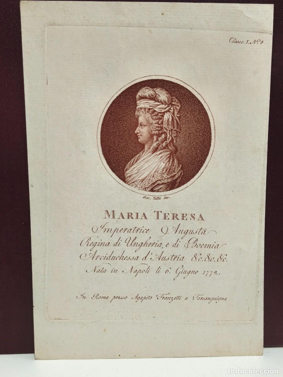 Art: ANTIGUO GRABADO MARIA TERESA DE AUSTRIA. GIACOMO ZATTA. AGAPITO FRANZETTI. ROMA.