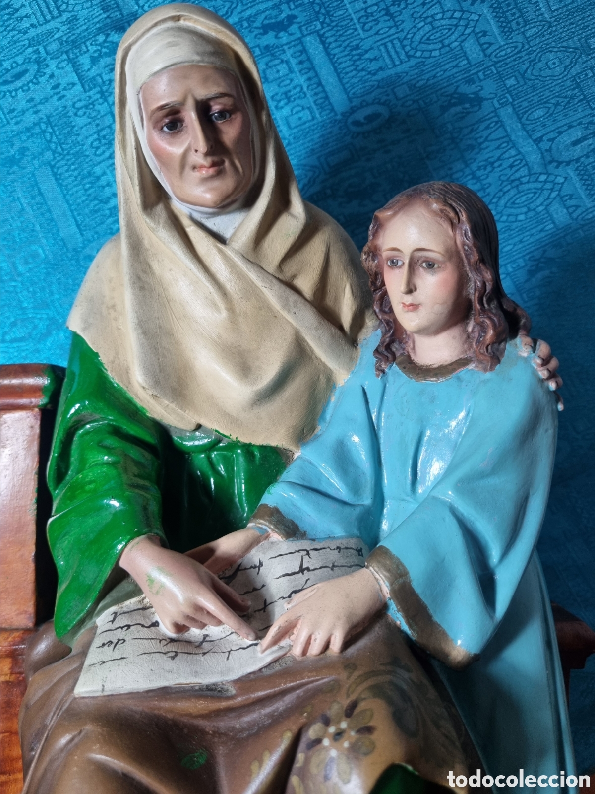 Arte: Santa Ana con Virgen Mar&iacute;a 41cm OLOT IMAGEN SANTO