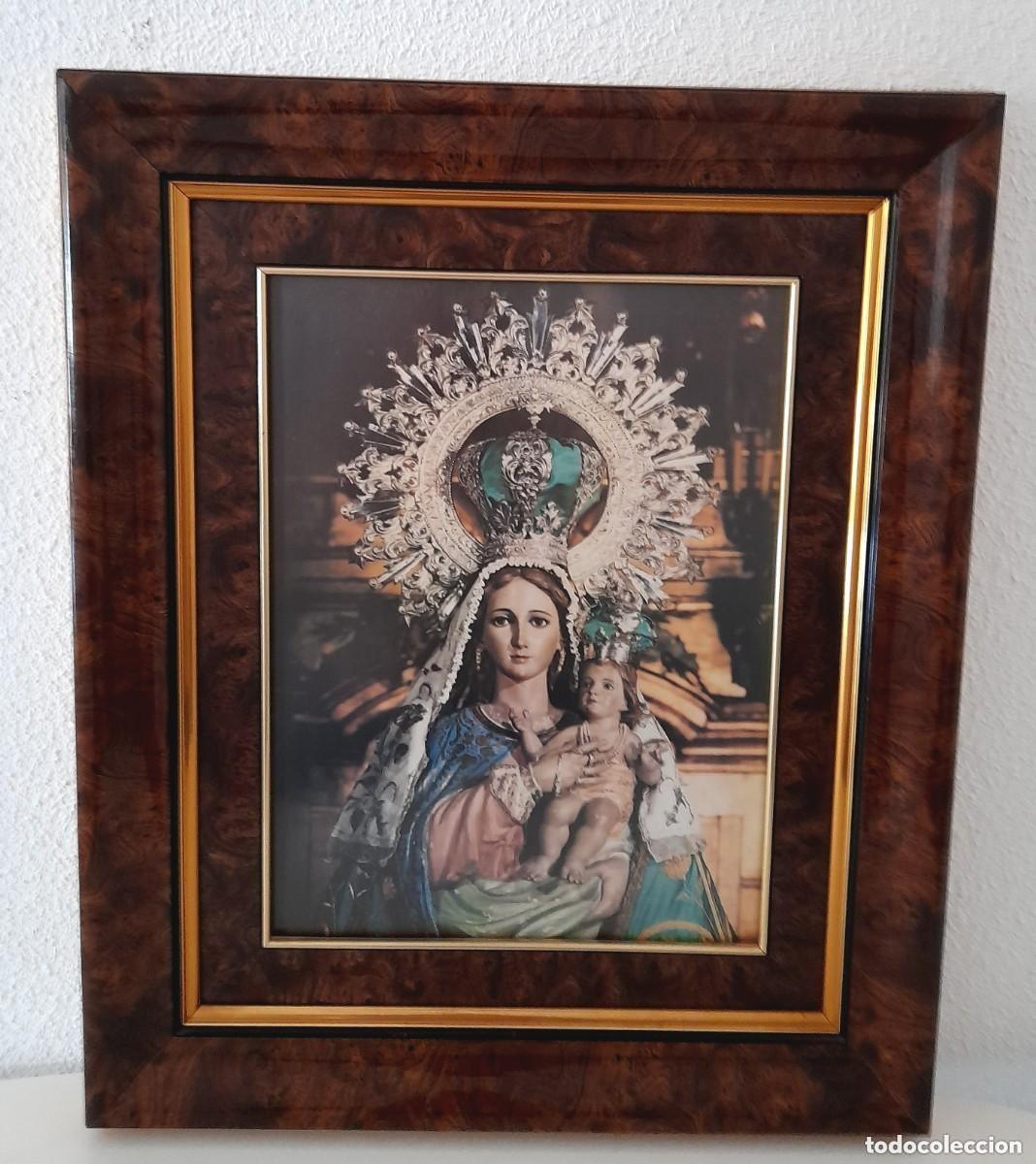 Arte: Gran Cuadro marco y cristal Virgen de la Torre patrona Barrio Vallecas 62x52 cm