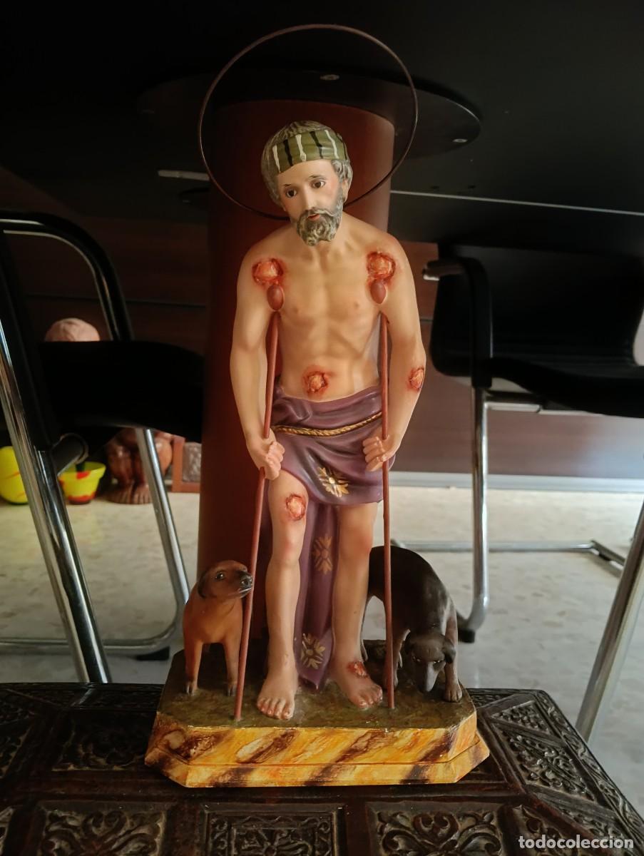 Arte: IMAGINERIA DE OLOT - PASTA DE MADERA OJOS DE CRISTAL - IMAGEN DE SAN LAZARO - 32 CM