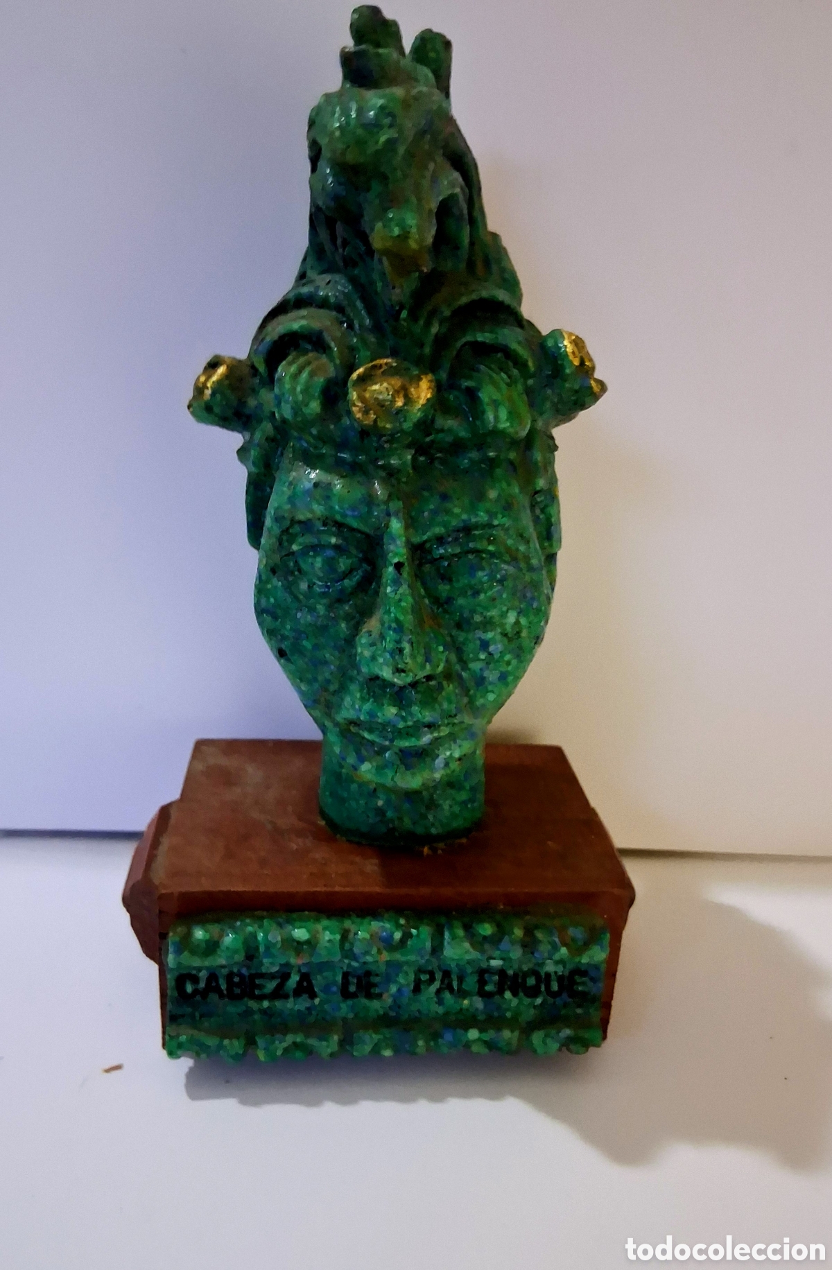 Arte: Figura Cabeza de Palenque (Rey Pakal Maya) - Importado por El Corte Ingl&eacute;s - Vintage M&eacute;xico