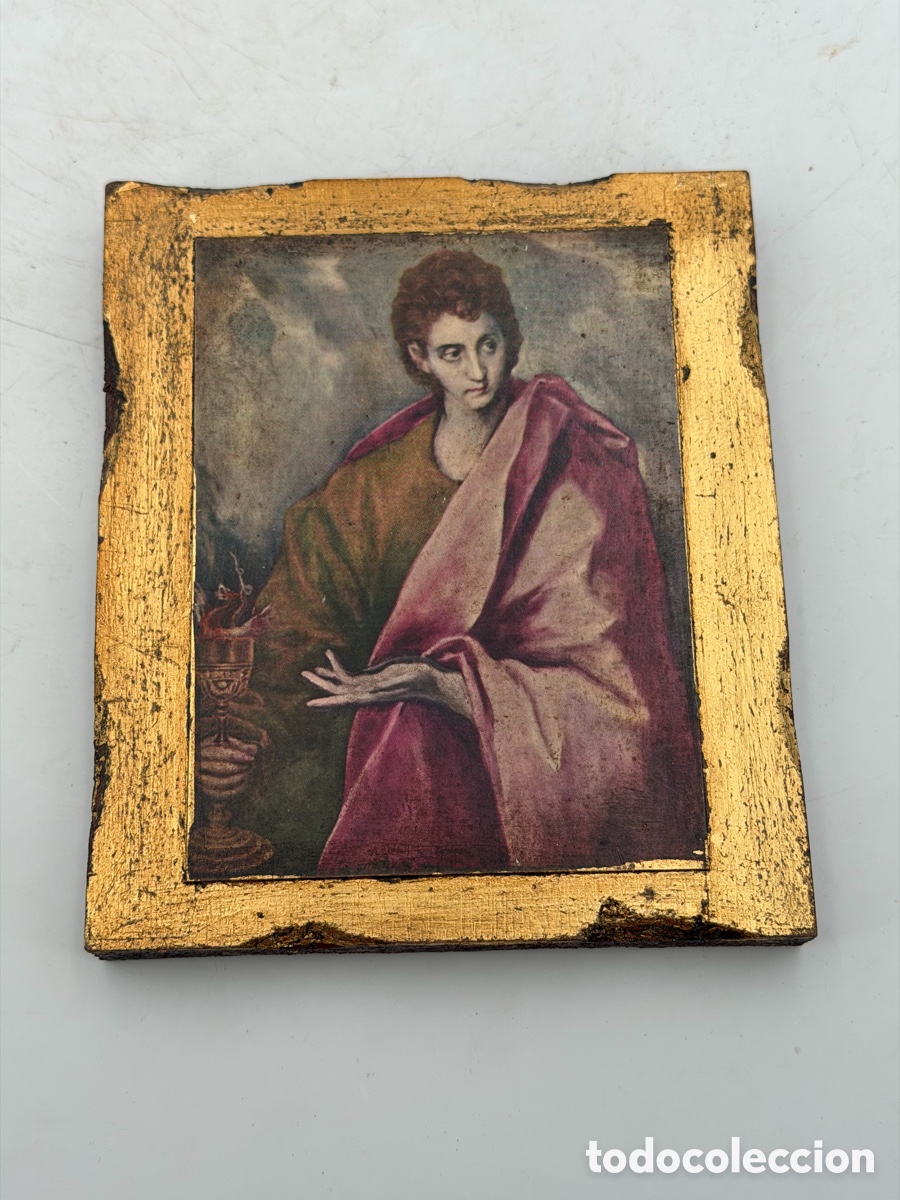 Arte: Icono Antiguo con Madera Dorada - Foto 5